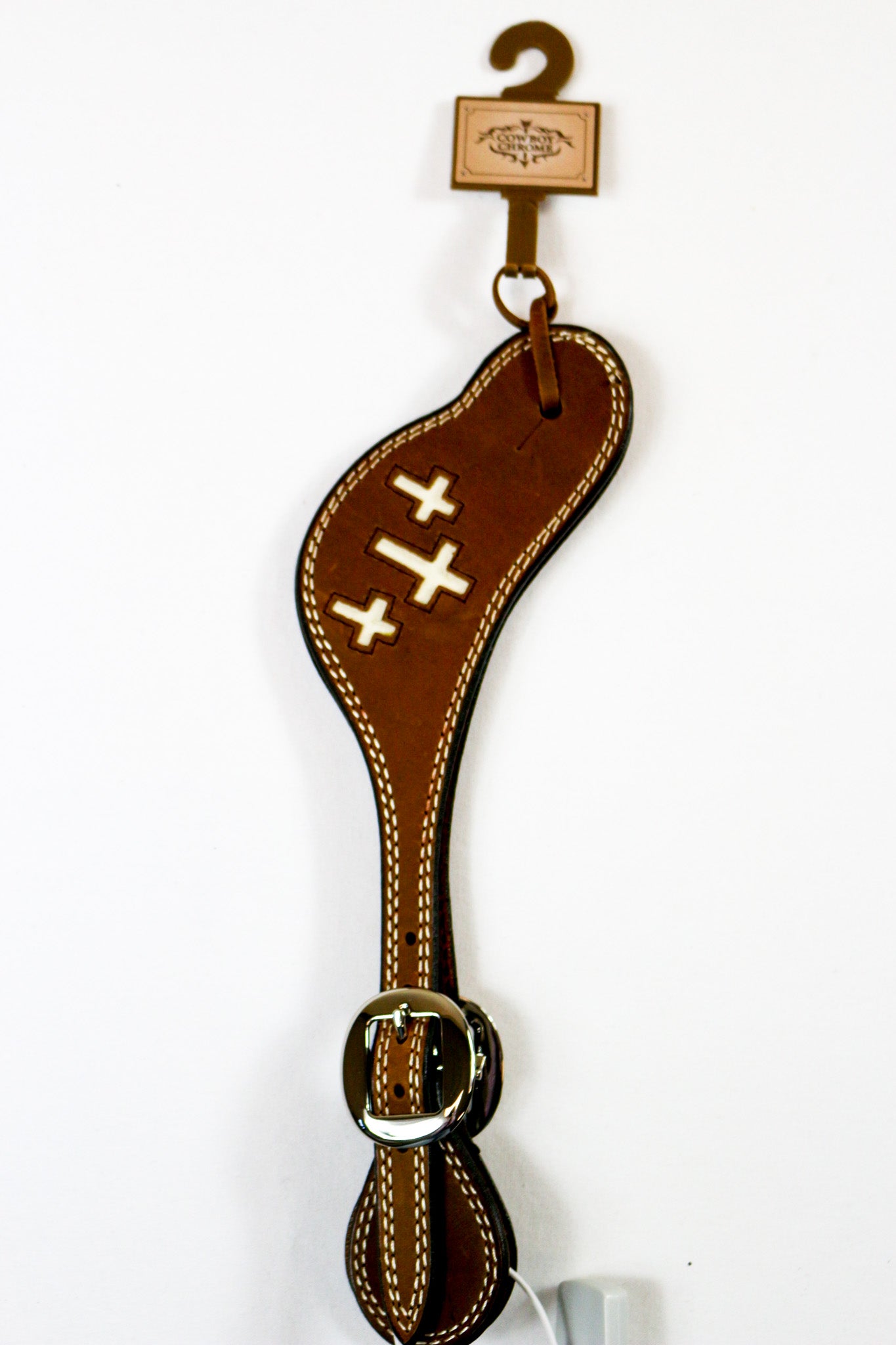 Mens Cross Cutout Leather Spur Strap