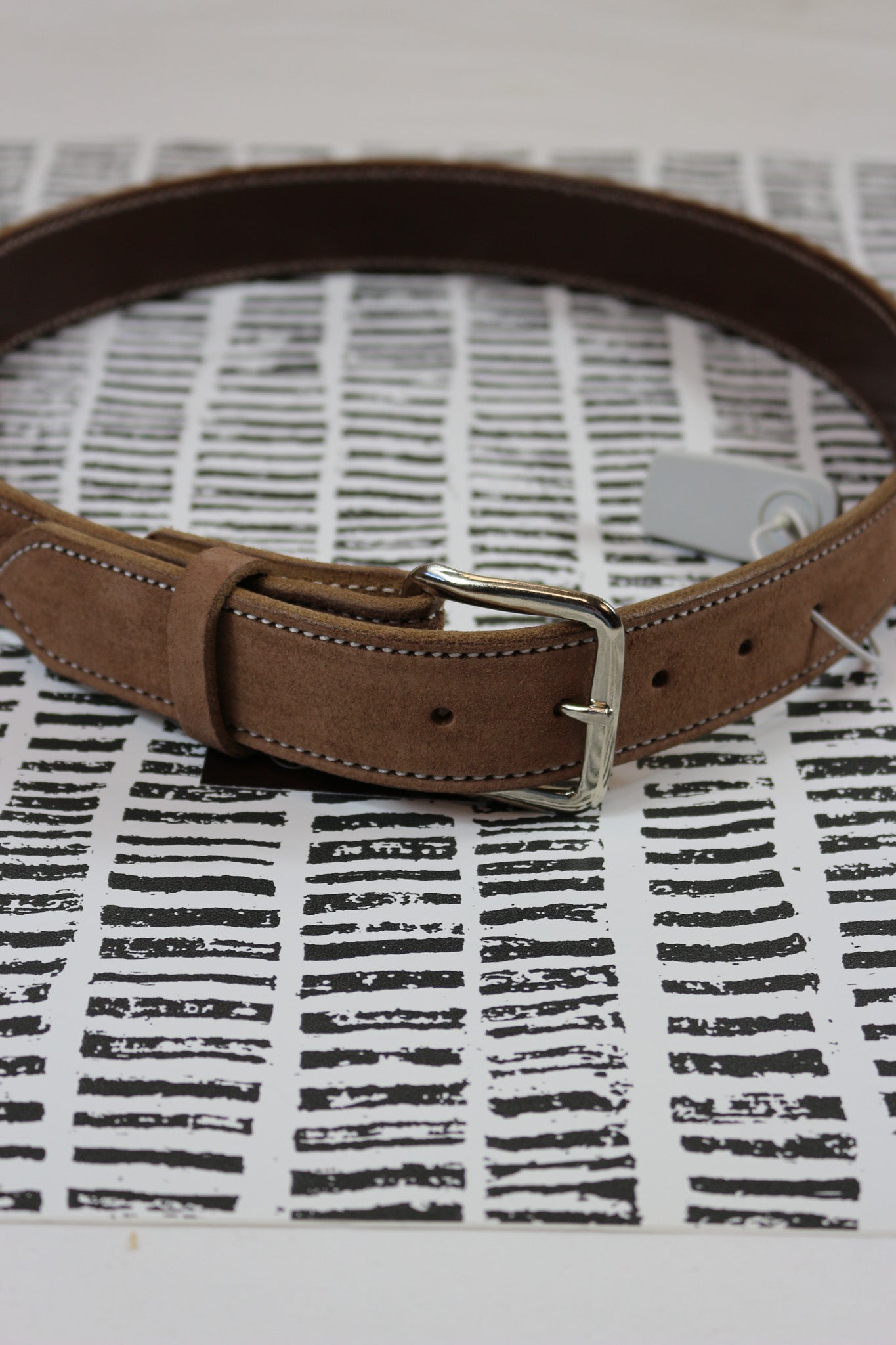 Mens Brown Rough Out Belt