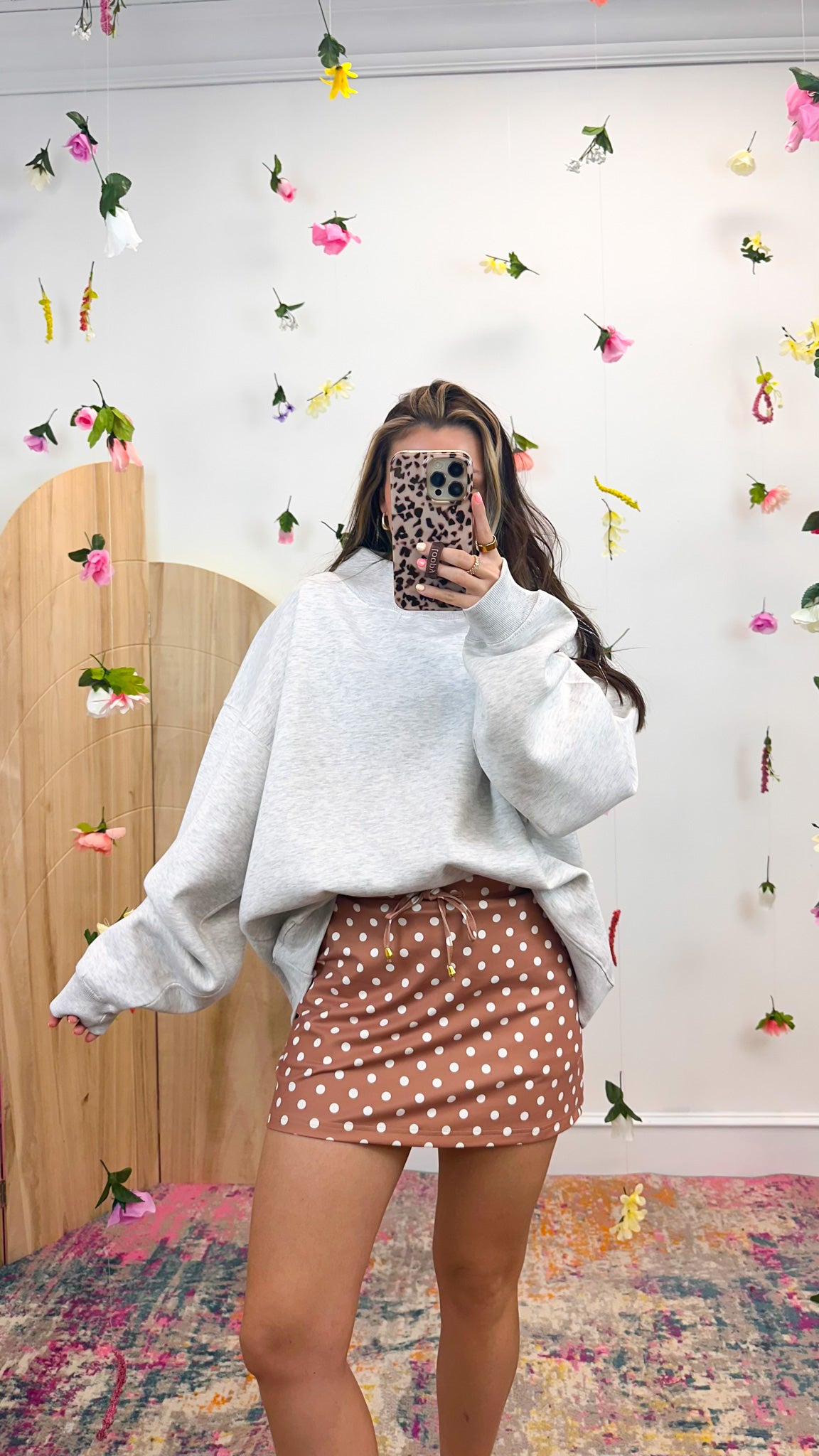 Honey Talk Polka Dot Mocha Skort – Dales Clothing Inc