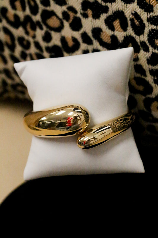 Gold Metal Hinged Cuff Bracelet