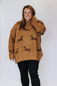 Queen Of The Jungle Camel Leopard Sweater