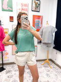 True And Simple Solid Cuff Tee