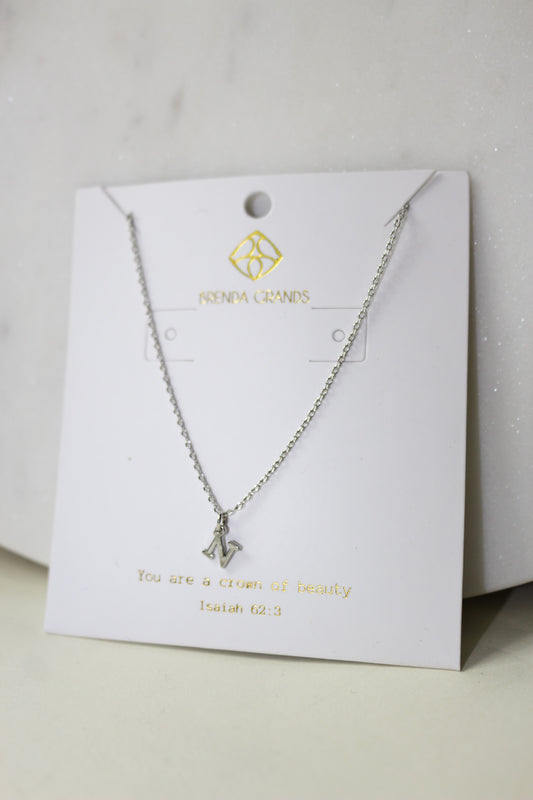 Silver N Initial Necklace