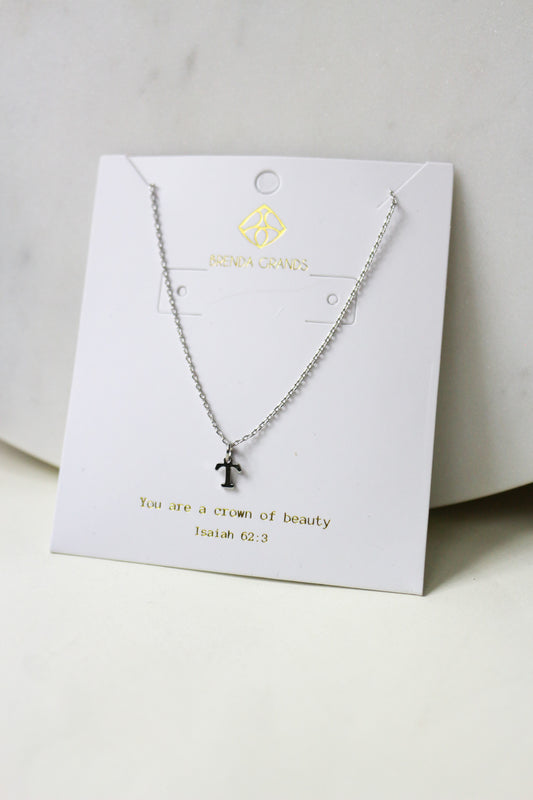 Silver T Initial Necklace