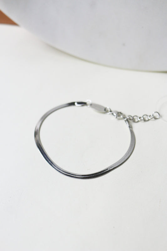 Silver Dainty Herringbone Bracelet