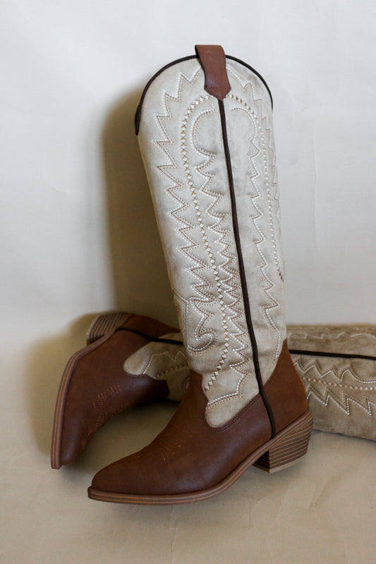 Locklyn Cognac Tall Western Boots By MIA