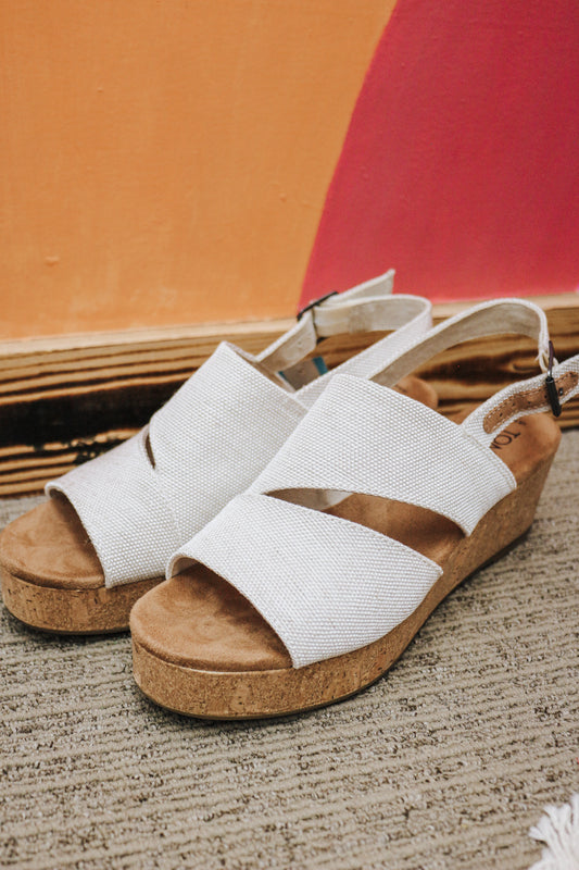 Claudine Cork Platform Wedge Slingback Sandals Toms