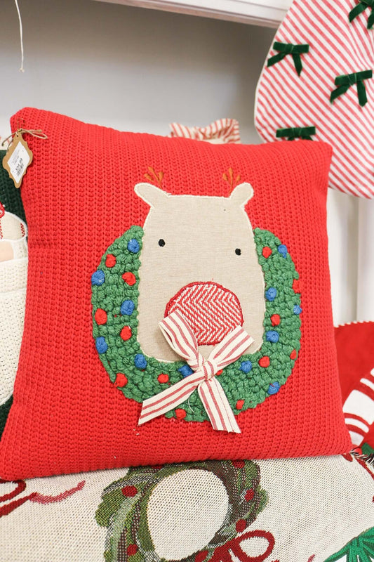 Reindeer Christmas Knit Pillow