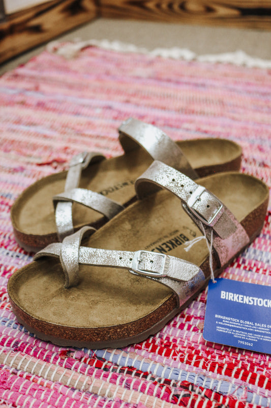 Mayari Washed Metallic Silver Birkenstock Sandal