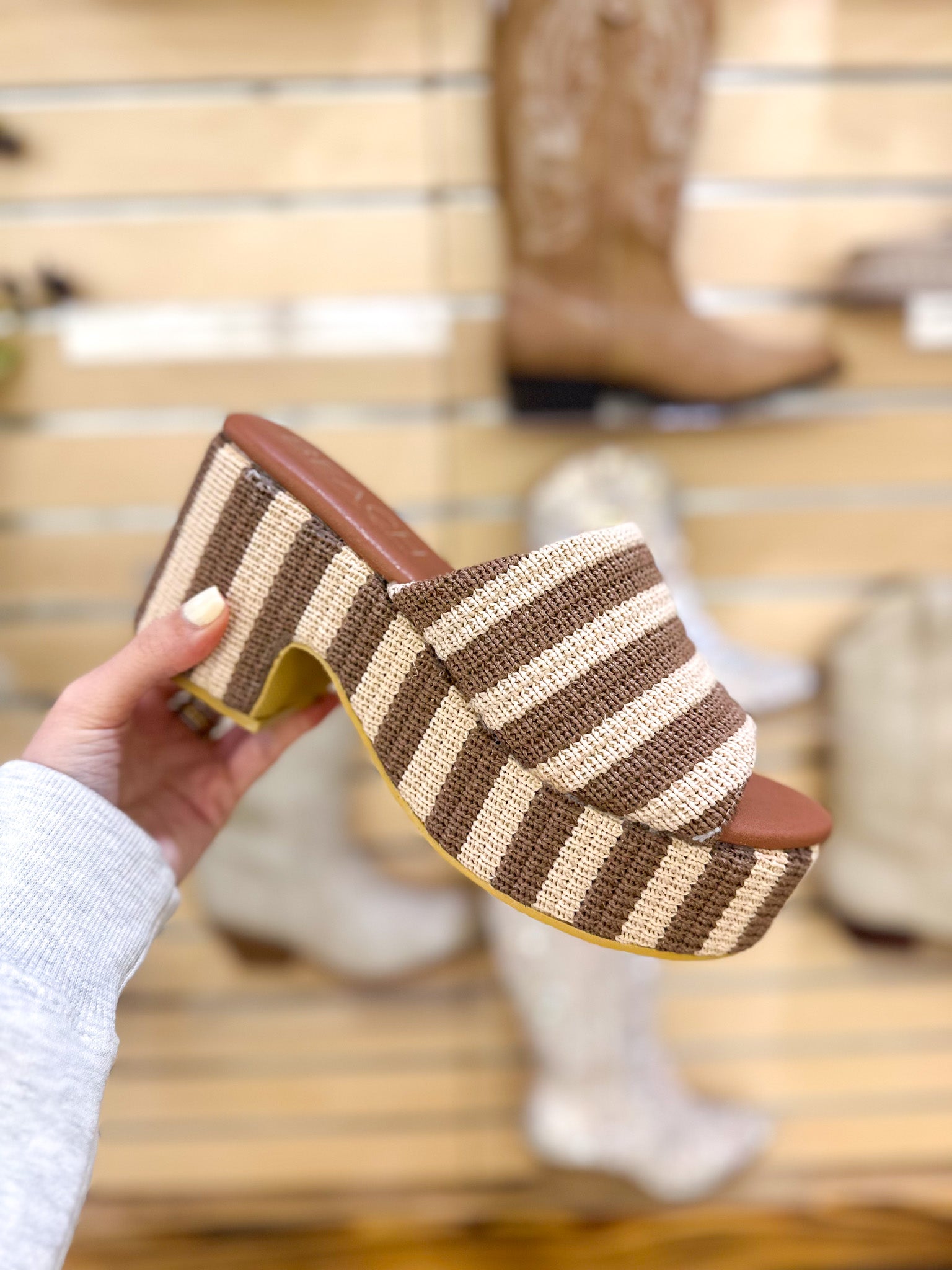 Terry Brown Stripe Platform Sandals – Dales Clothing Inc