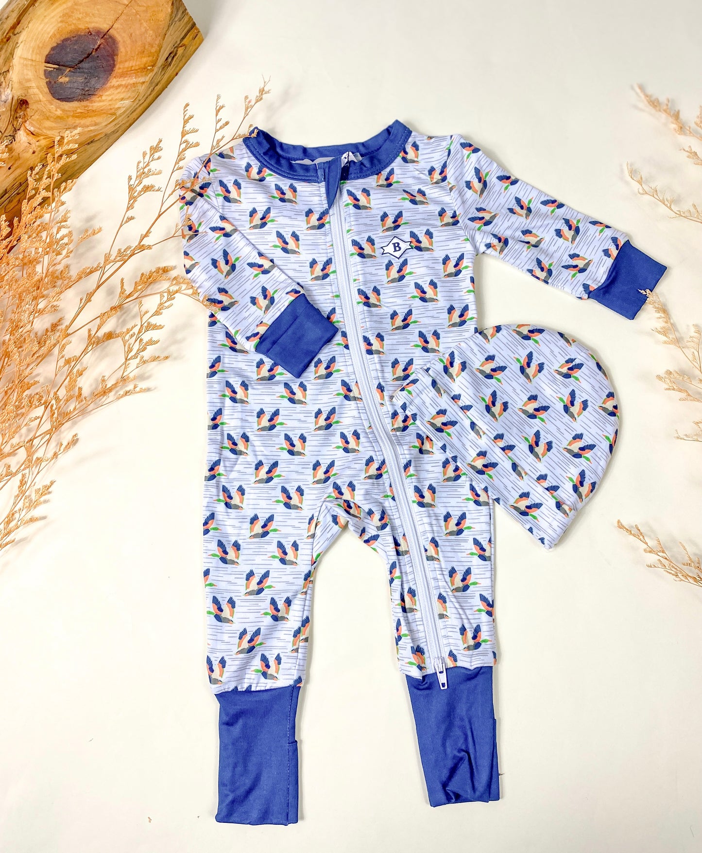 Burlebo Flying Mallard 2 Way Zipper Romper