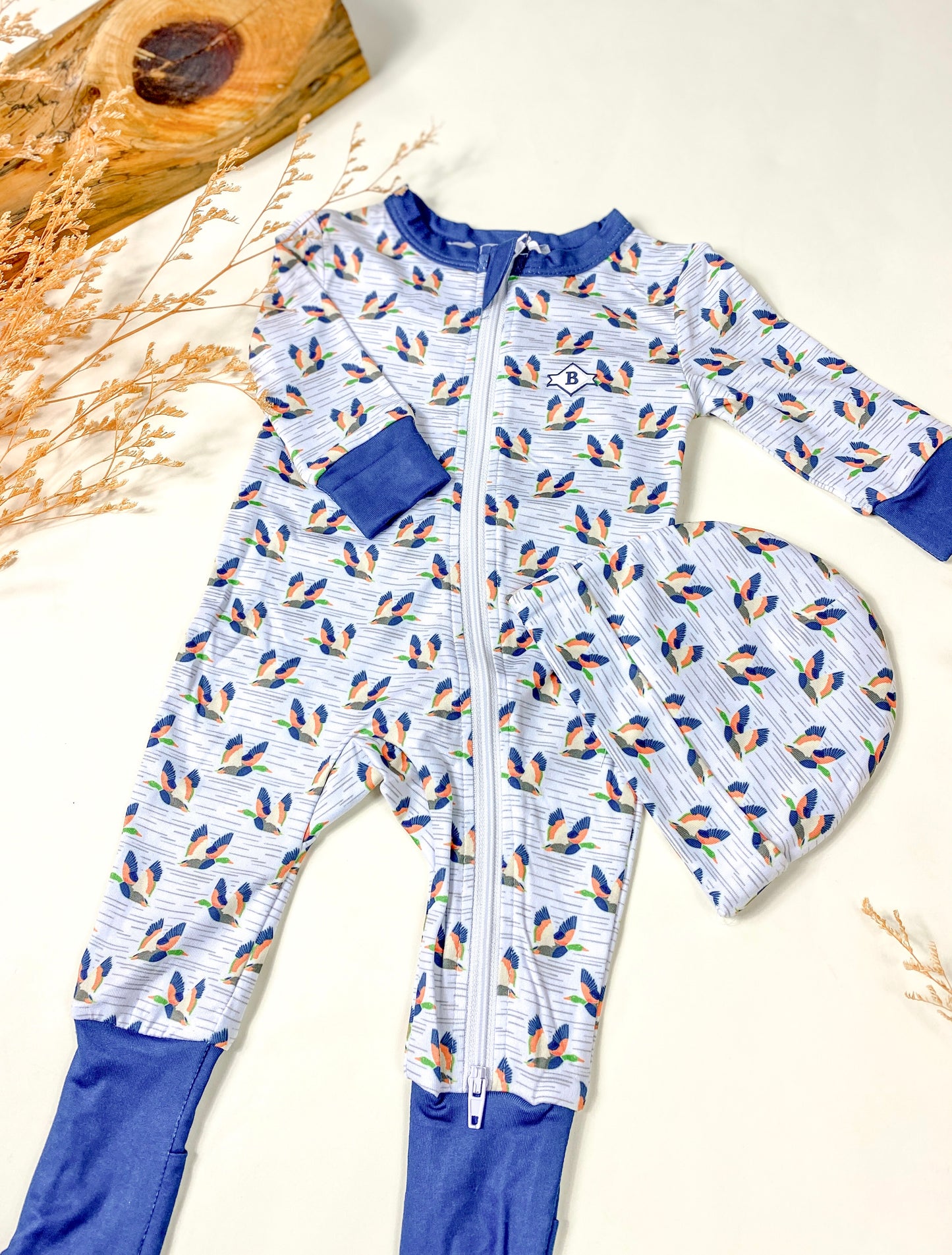 Burlebo Flying Mallard 2 Way Zipper Romper