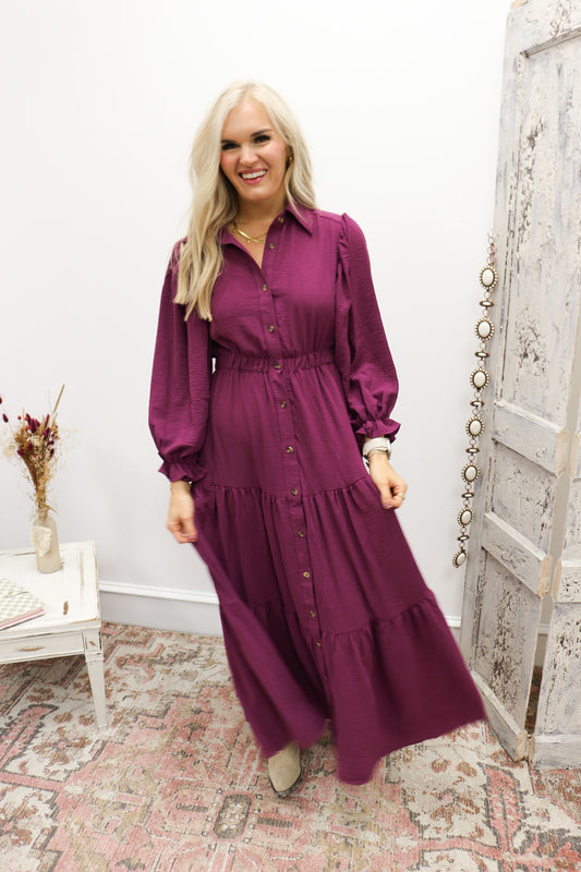 Easily Understood Button Down Maxi Dress -2 Colors