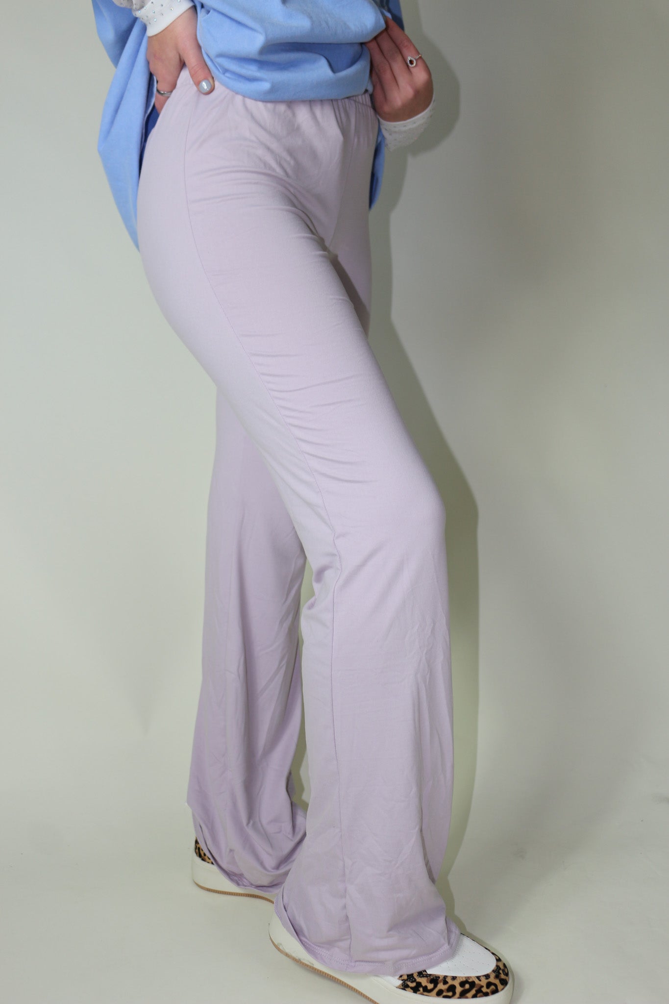 Lounge In Luck Dusty Lavender Yoga Flare Pants