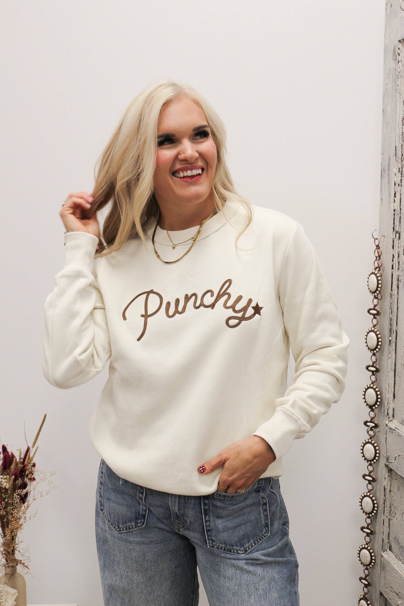 Stallion Crew Hooey Gardenia Cream Pullover