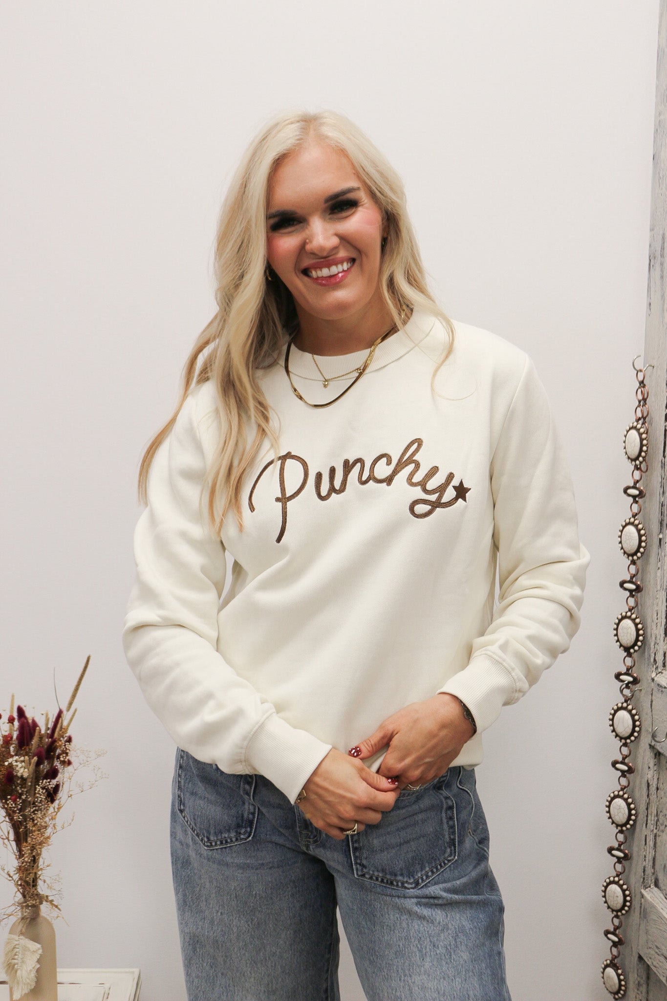 Stallion Crew Hooey Gardenia Cream Pullover