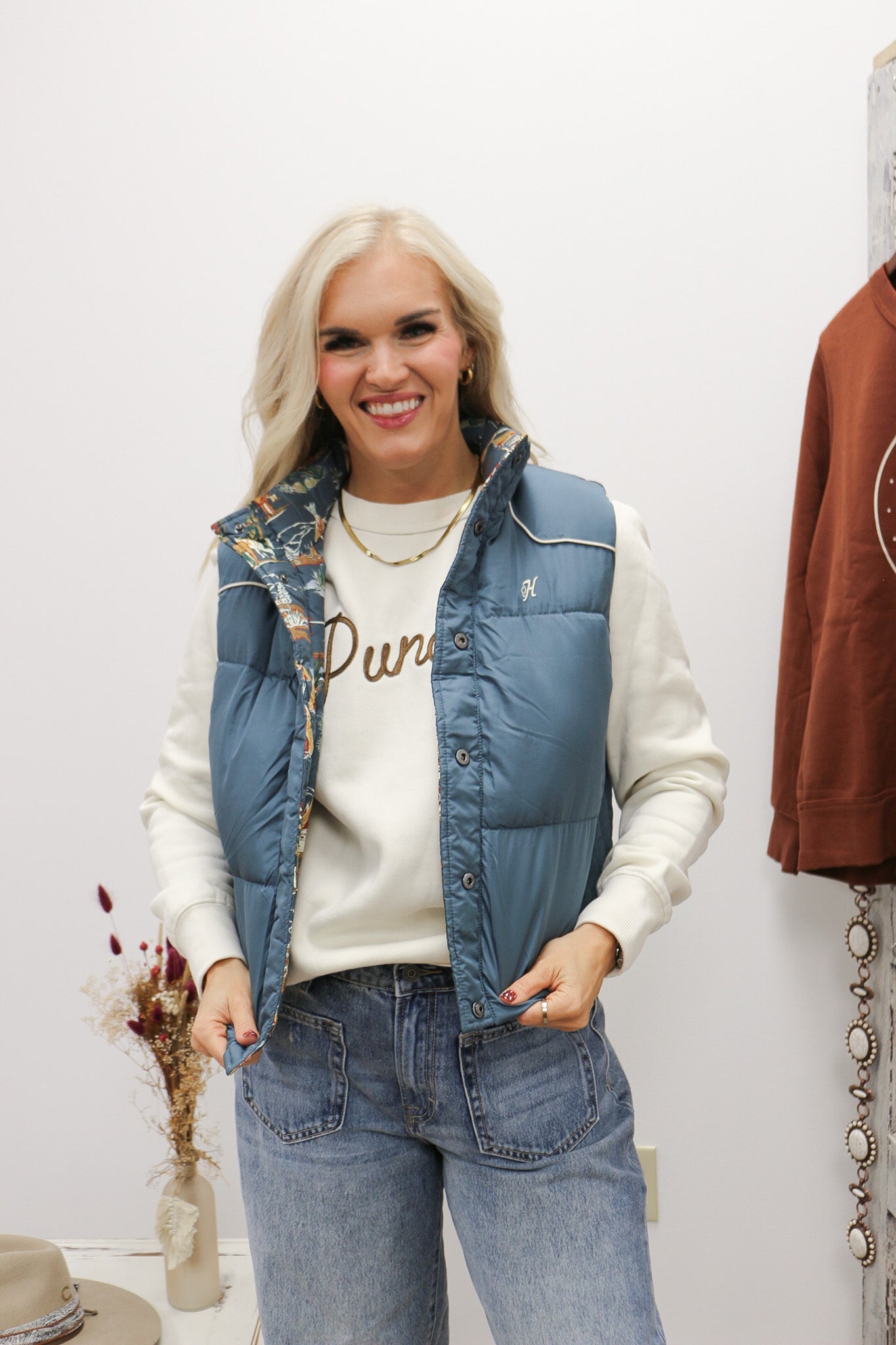 Briar Hooey Navy Reversible Puffer Vest