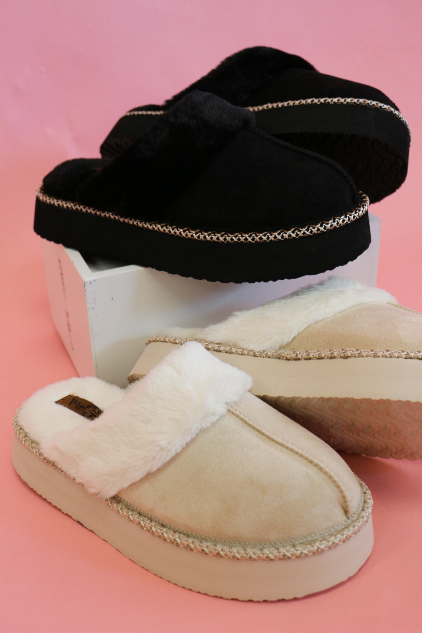 Delaney Two Fuzzy House Shoes -2 Colors