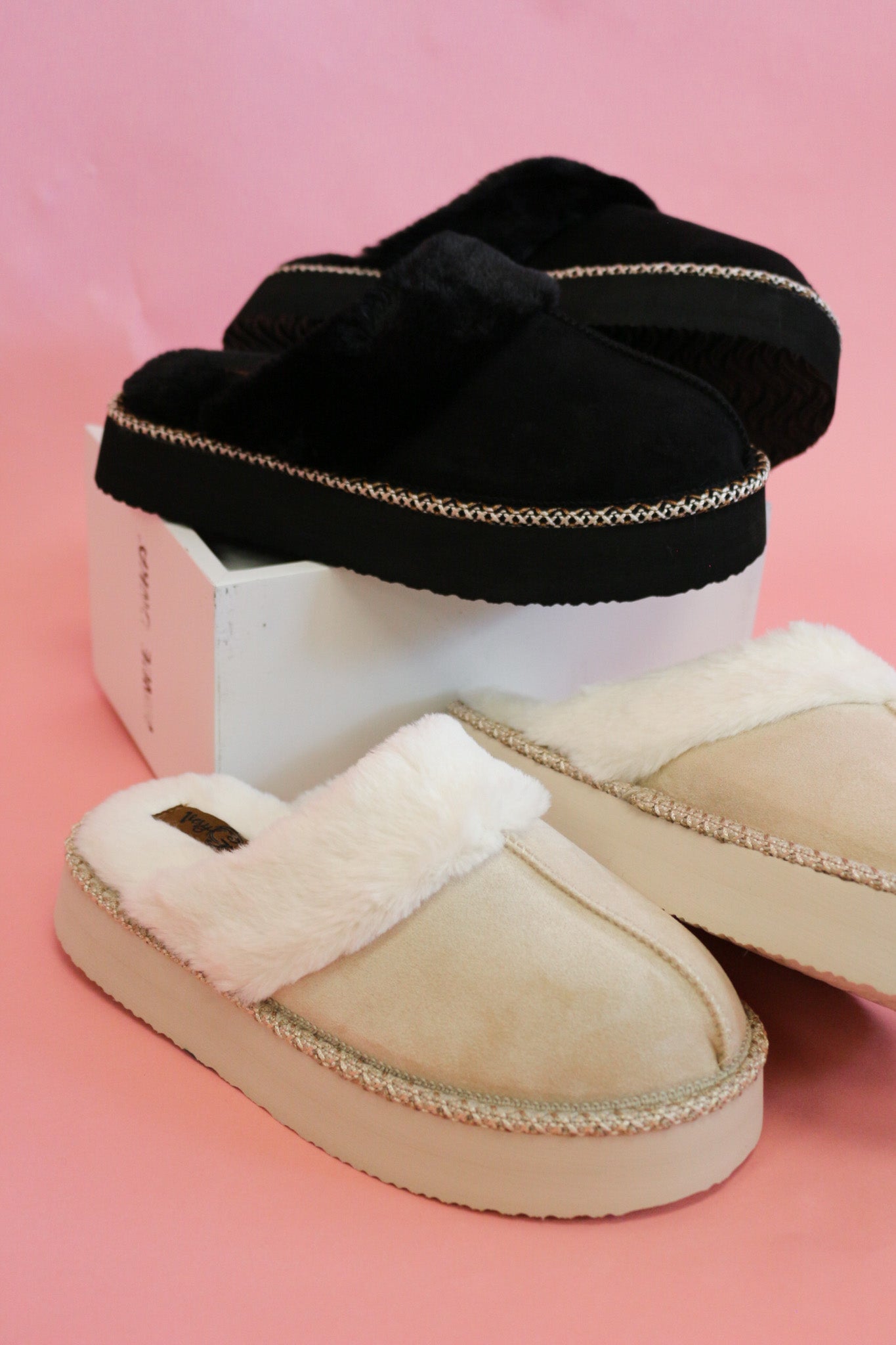 Delaney Two Fuzzy House Shoes -2 Colors