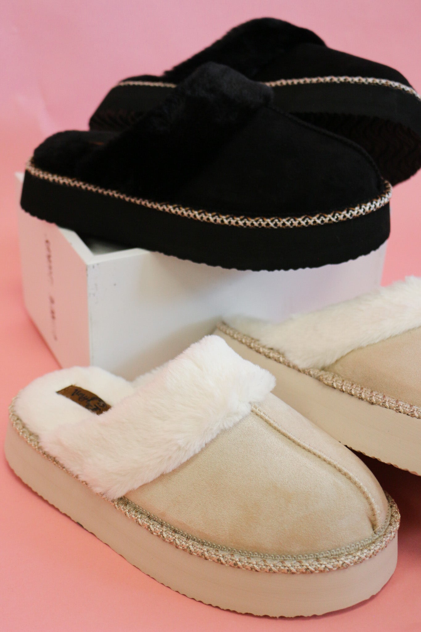 Delaney Two Fuzzy House Shoes -2 Colors