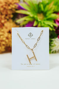 Gold H Initial Necklace