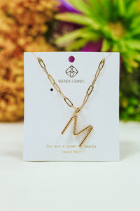 Gold M Initial Necklace
