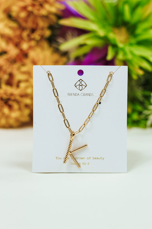 Gold K Initial Necklace