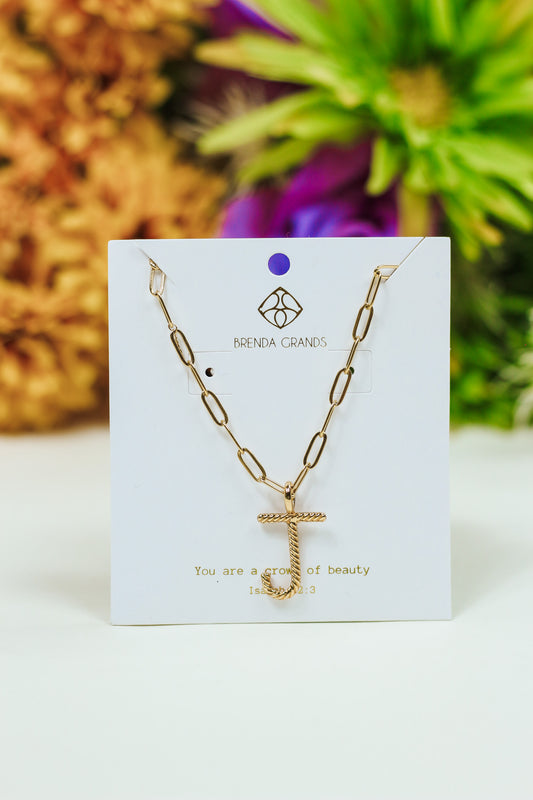 Gold J Initial Necklace