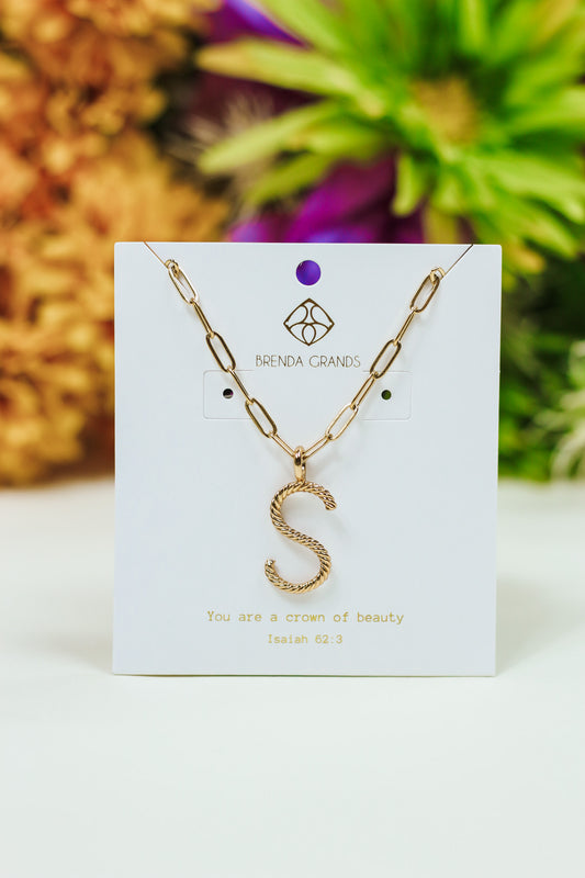 Gold Aspen Initial Paperclip S Necklace - Water Resistant