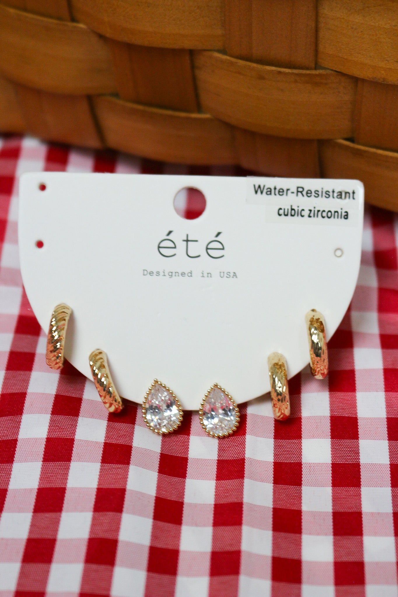 Water Resistant Set of 3 Textured Huggie Hoops