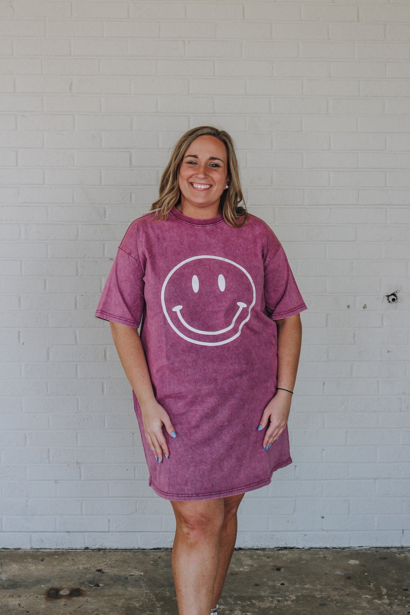 Smile More T-Shirt Dress - 7 Colors