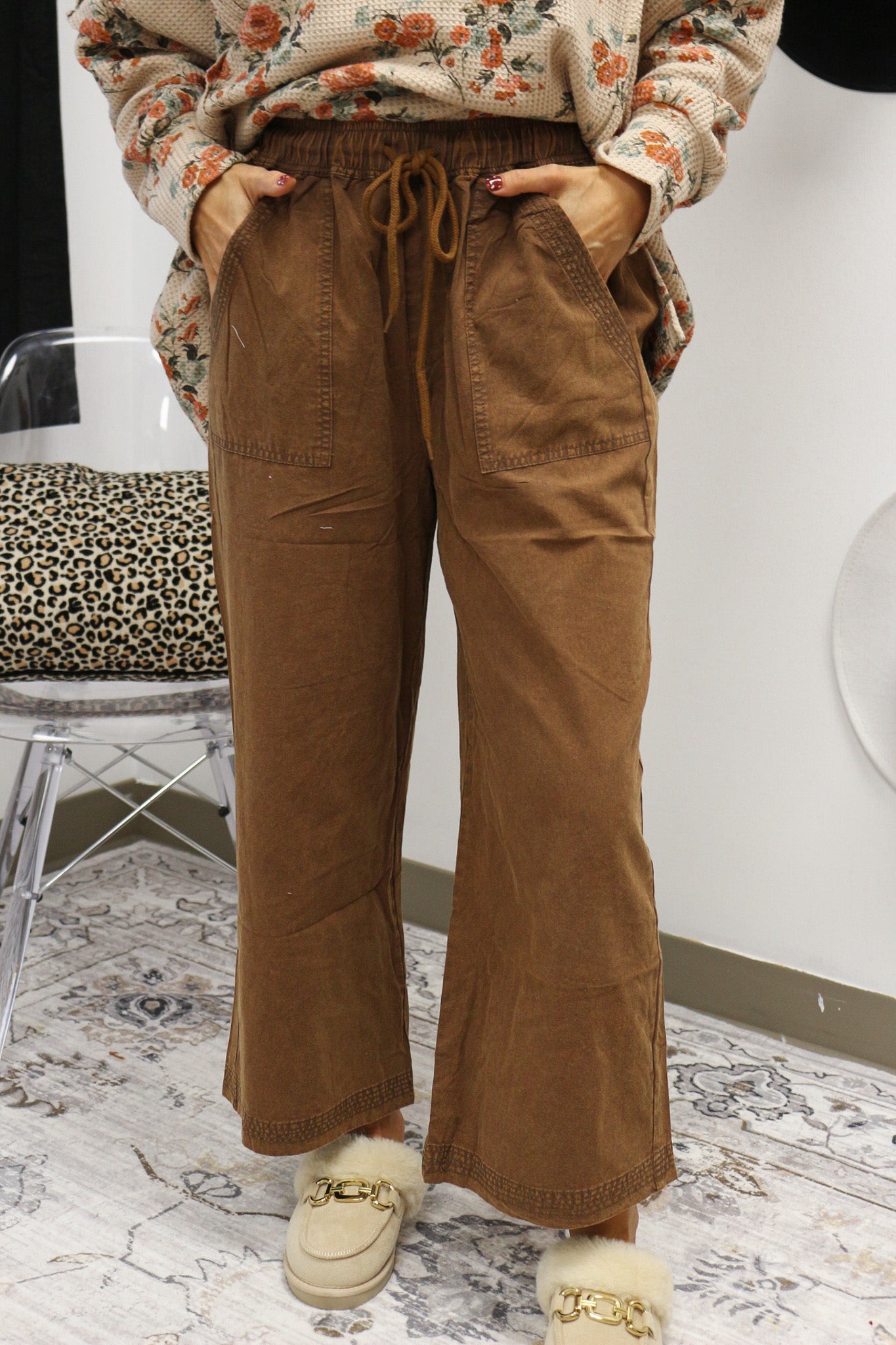 Standing My Ground Chocolate Brown Wide Leg Pants