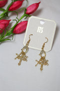 Triple Cross Rhinestone Fishhook 2.25 inch Earring