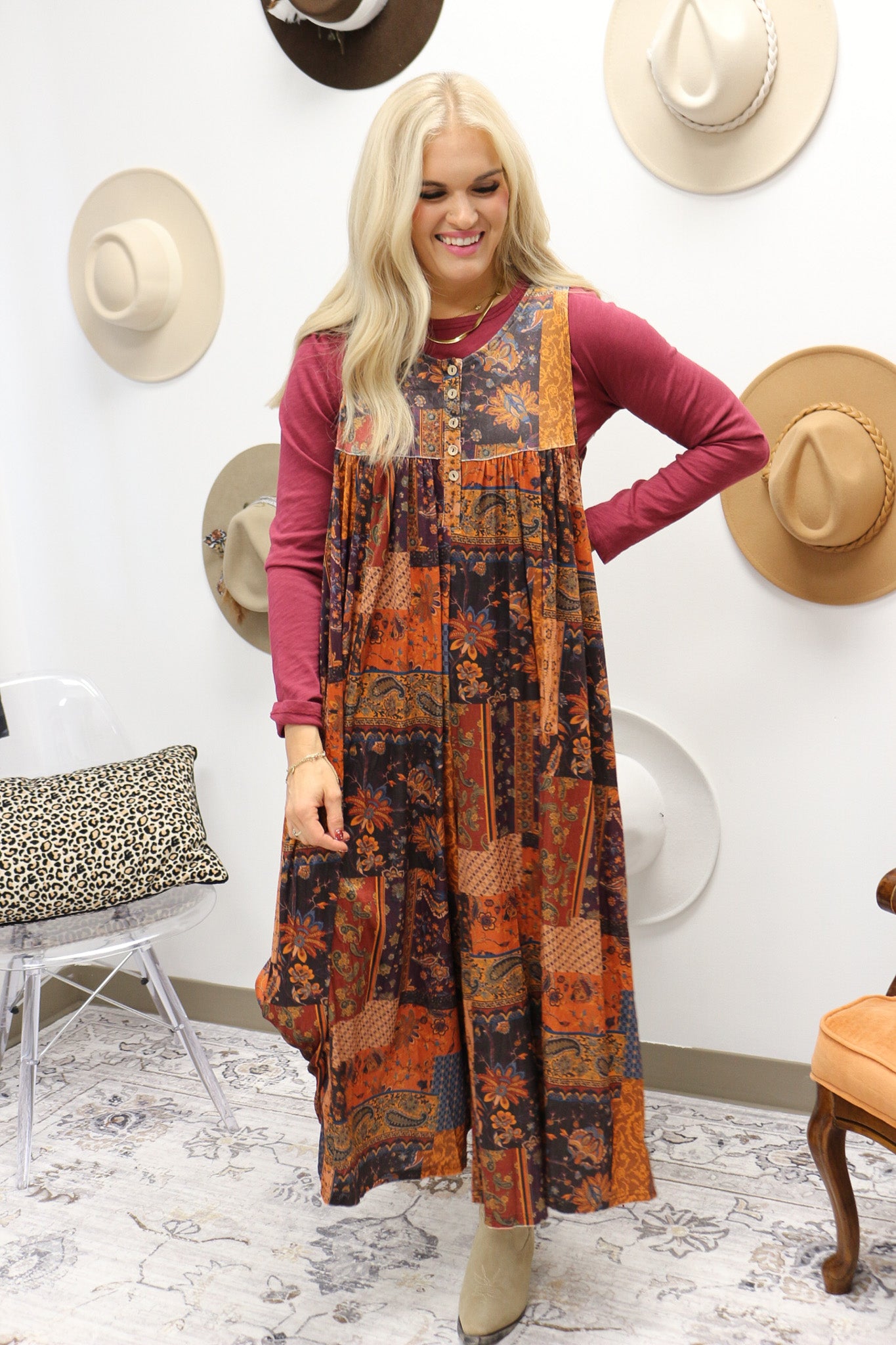 Autumn Moments Brown Patchwork Jumpsuit