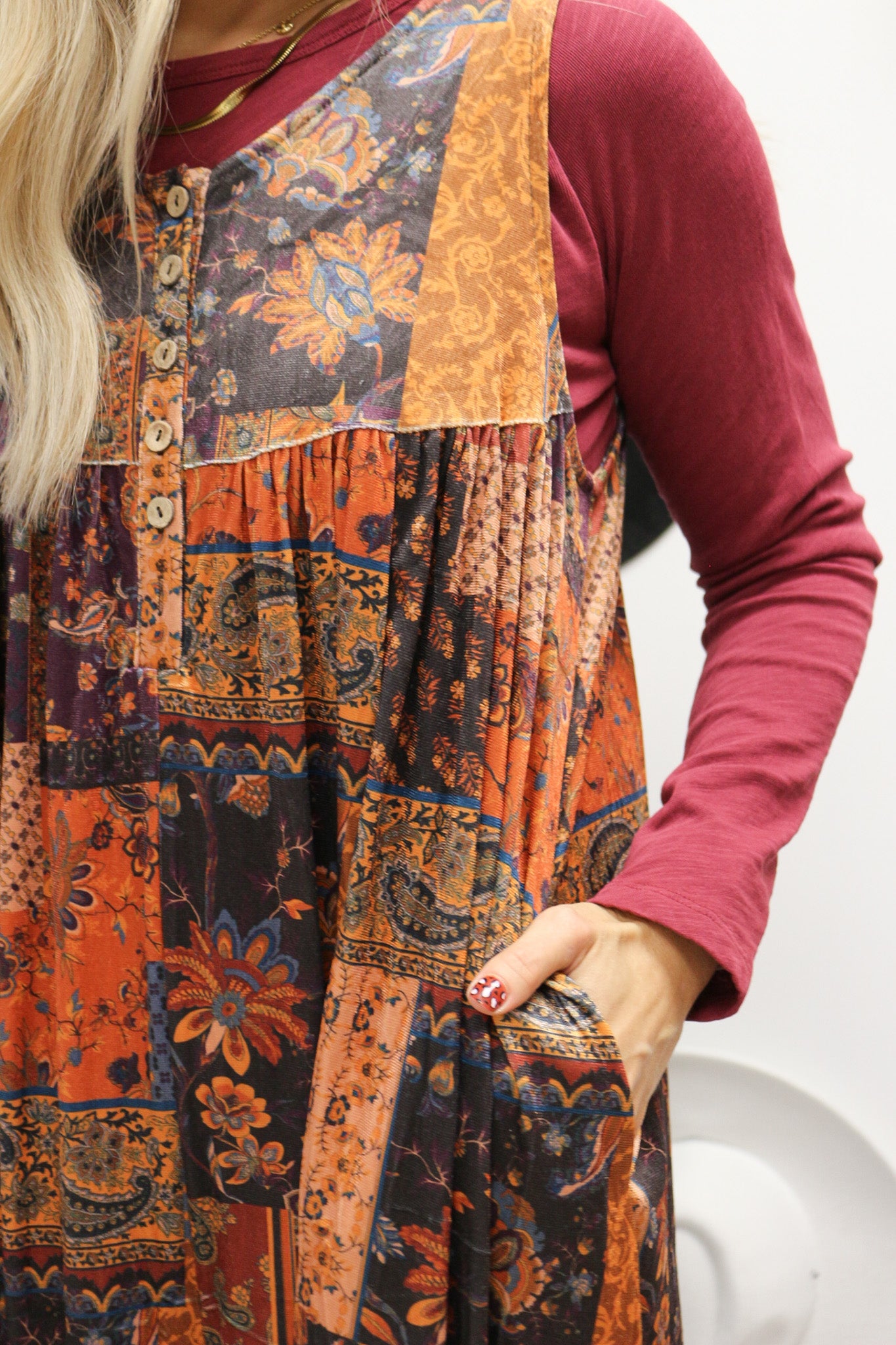 Autumn Moments Brown Patchwork Jumpsuit