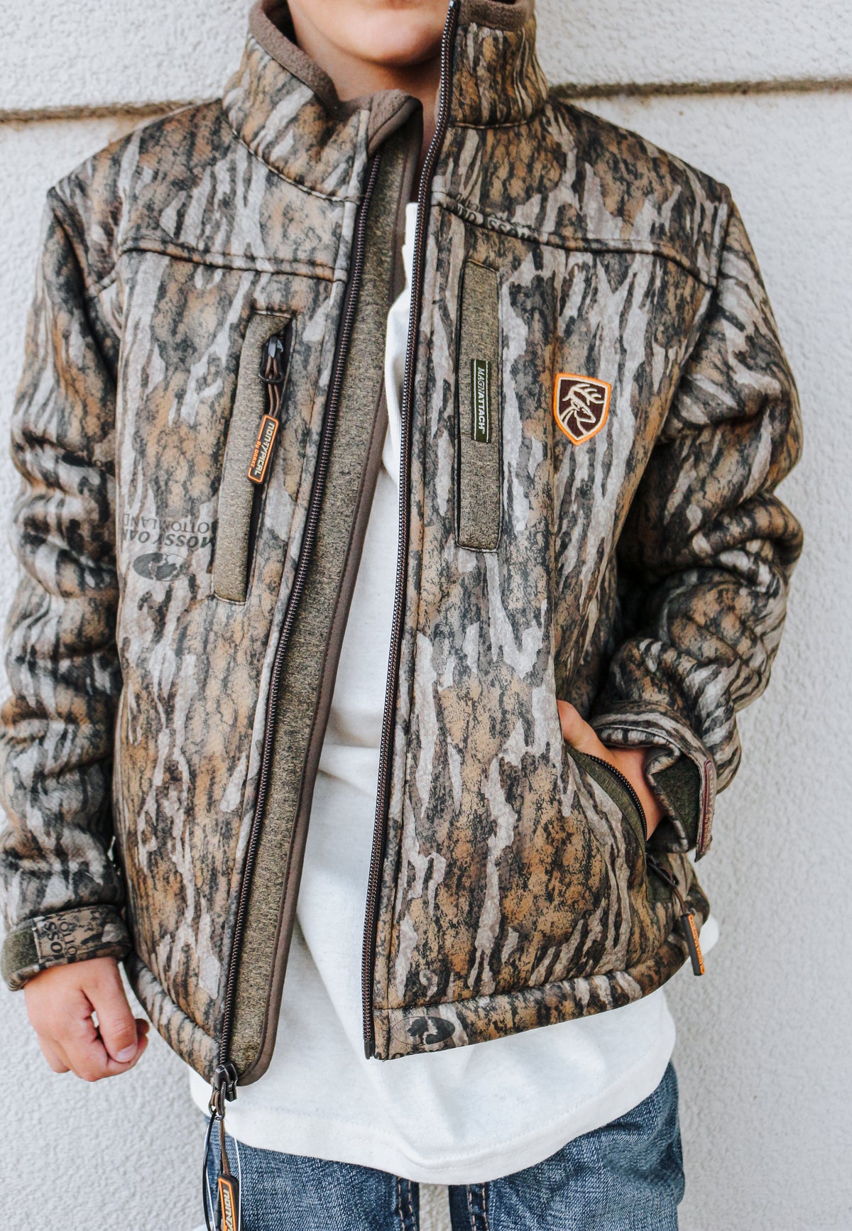 Camo Youth Heavyweight Silencer Full-Zip Jacket With Magnetic Pocket