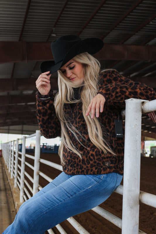 Ariat Womens Leopard Sherpa Pullover