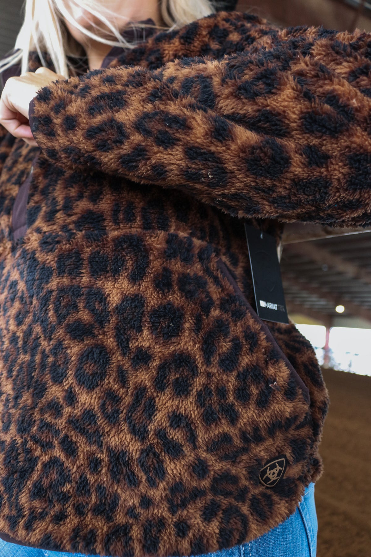 Ariat Womens Leopard Sherpa Pullover