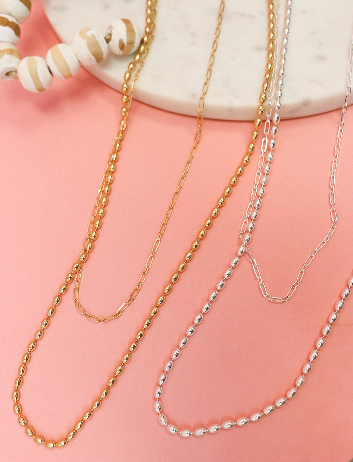 Water Resistant Double Layered Chain 32 inch Necklace