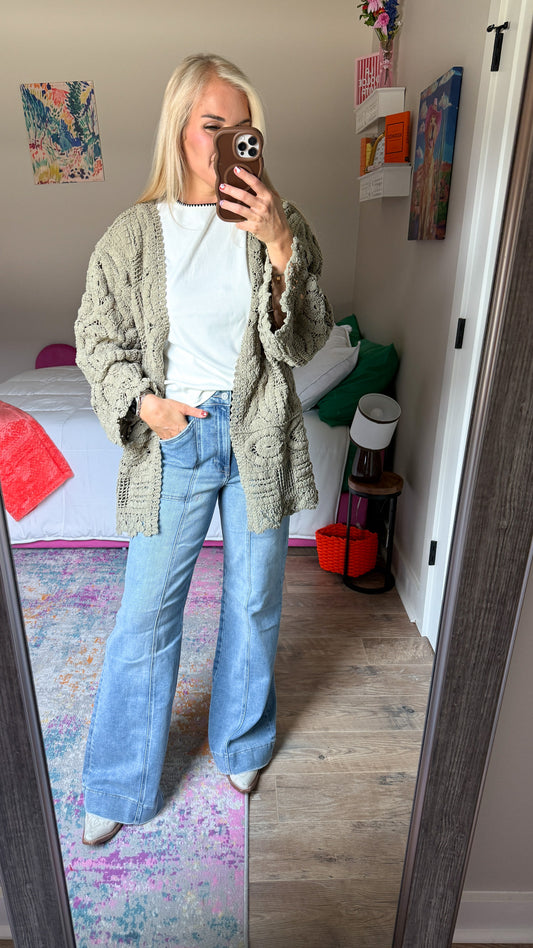 Brush It Off Crochet Knit Cardigan -2 Colors