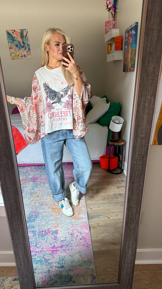 Free Bird America Bone Paisley Tee