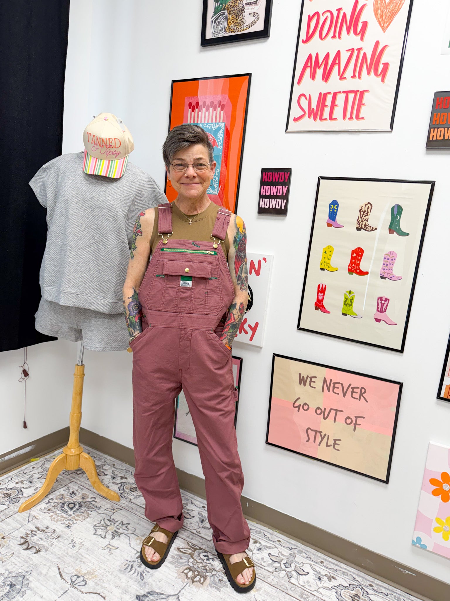 Liberty women's duck bib overalls, shown in one of two available colors