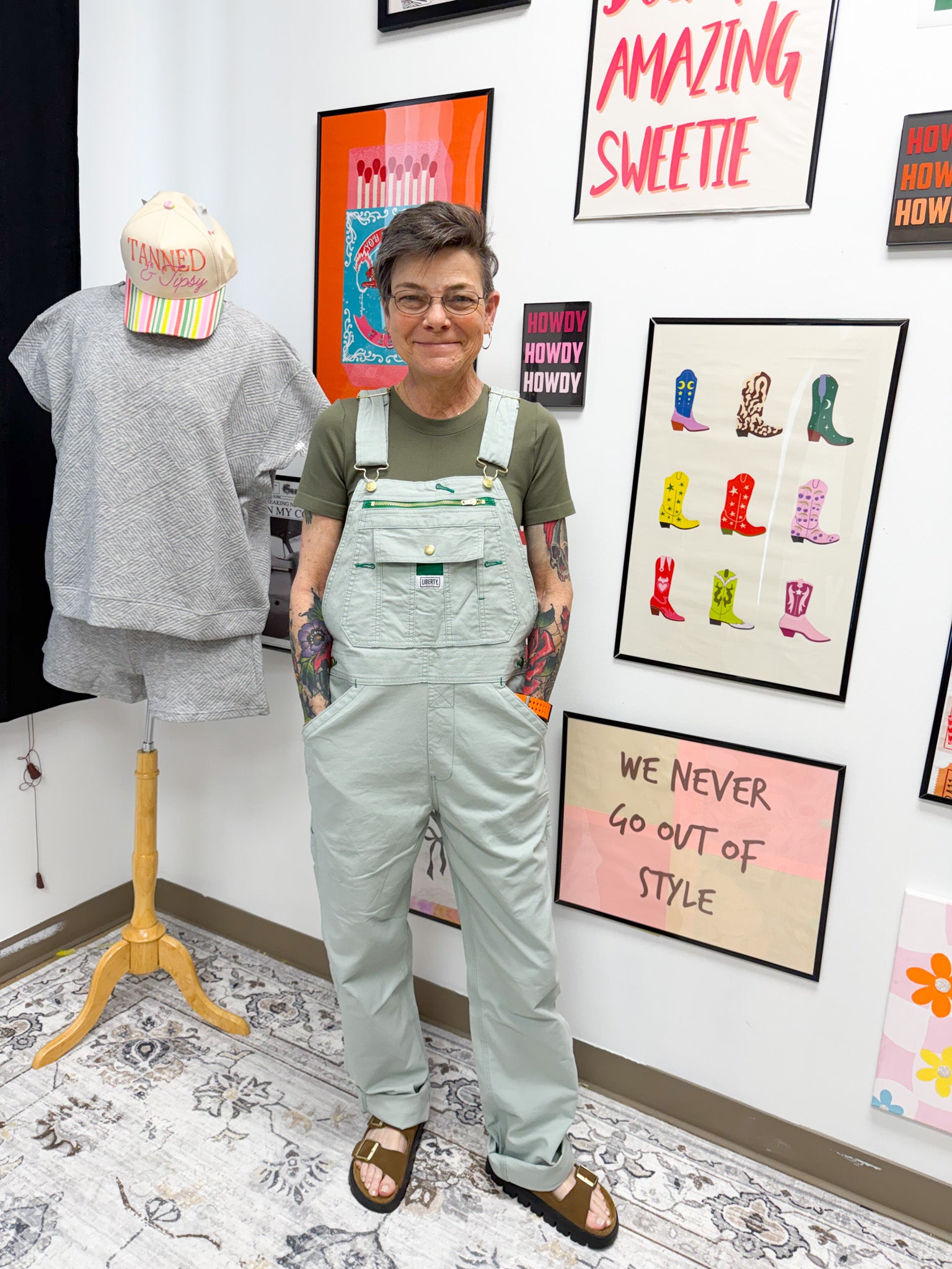 Liberty women's duck bib overalls, shown in one of two available colors
