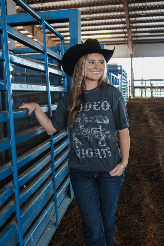 Vintage Rodeo Nights Black Graphic Tee