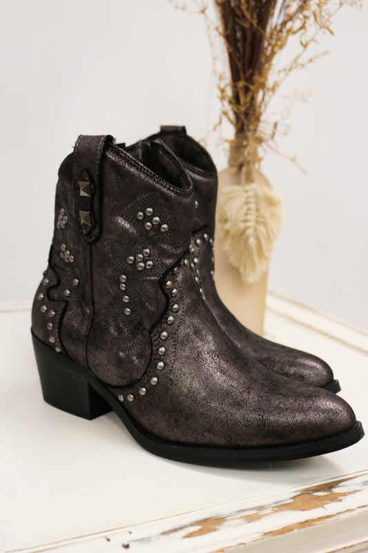 Bonnie Pewter Studded Bootie By Very G