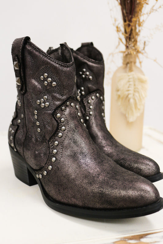 Bonnie Pewter Studded Bootie By Very G