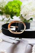Classic Oval Buckle Leather Belt