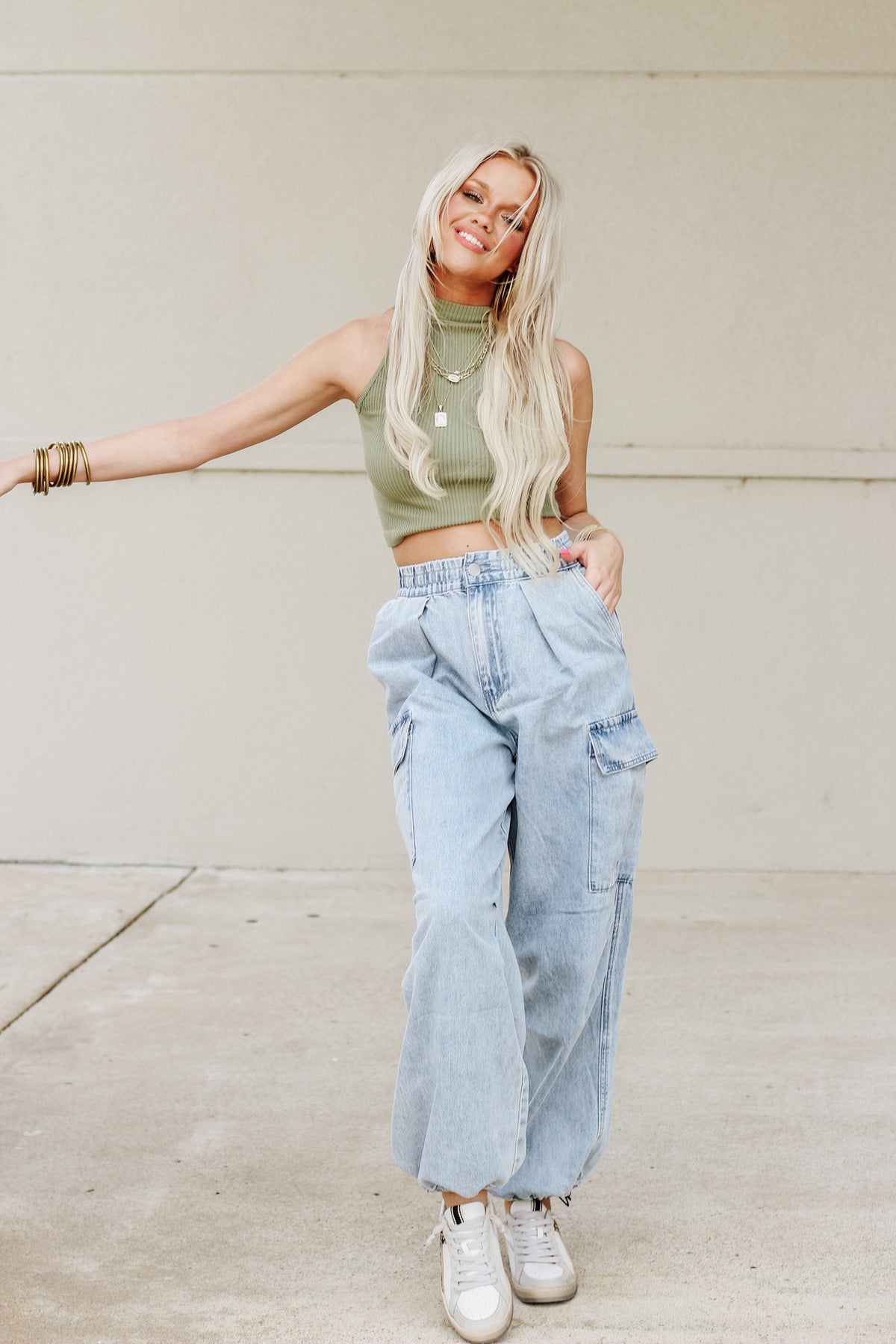 Stay In The Now Denim Cargo Jeans