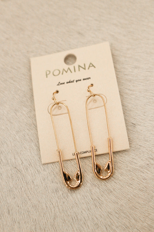 Gold Safety Pin Earrings