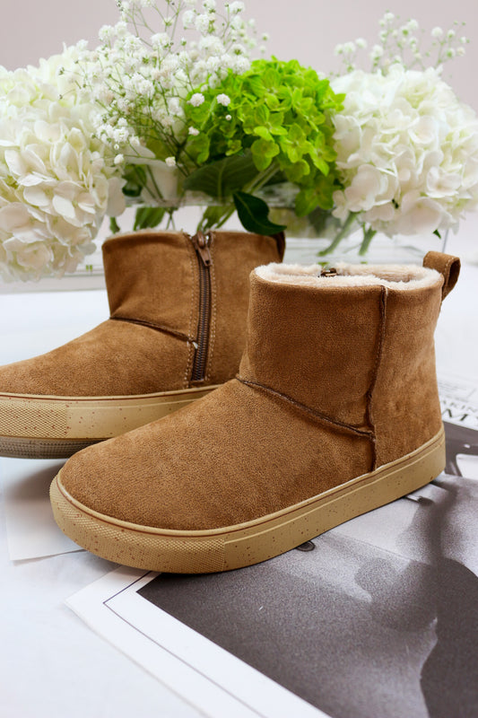Fuzzy Tan Ankle Boot By Very G